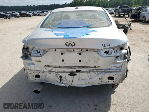2014 Infiniti Q50 Premium with VIN JN1BV7AR2EM700072, listed as a Copart auction lot 54934445 with 97,381 mi miles and Salvage title. Bid and sale history available at DreamBid. Image 6.