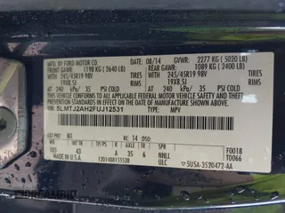 2015 Lincoln MKC with VIN 5LMTJ2AH2FUJ12531, listed as a IAAI auction lot 41639903 with 112,835 mi miles. Bid and sale history available at carsss.com. Image 9.