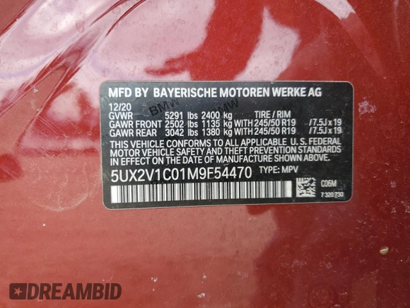 2021 BMW X4 xDrive30i z VIN 5UX2V1C01M9F54470, wystawiony jako Copart lot #46840375 z przebiegiem 6 000 mil mil oraz Szkoda całkowita • Salvage title. Historia ofert i sprzedaży dostępna na DreamBid. Obrazek 13.