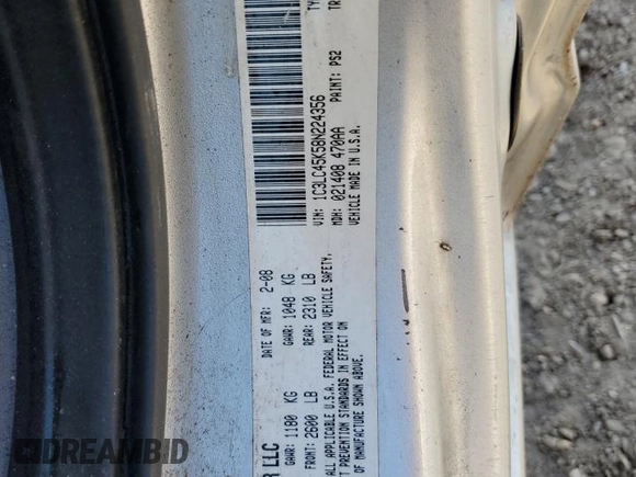 2008 Chrysler Sebring LX with VIN 1C3LC45K58N224356, listed as a Copart auction lot 80444174 with 165,844 mi miles and Salvage Title. Bid and sale history available at carsss.com. Image 12.