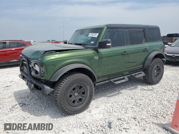 2024 Ford Bronco Wildtrak z VIN 1FMEE2BPXRLB03494, wystawiony jako Copart lot #53852225 z przebiegiem 5 166 mil mil oraz Szkoda całkowita • Salvage title. Historia ofert i sprzedaży dostępna na DreamBid. Obrazek 1.