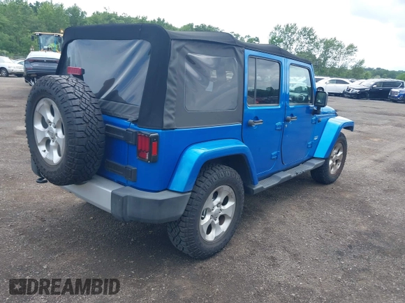 2015 Jeep Wrangler Unlimited Sahara with VIN 1C4BJWEG4FL677879, listed as a IAAI auction lot 42676097 with 85,821 mi miles and . Bid and sale history available at DreamBid. Image 4.