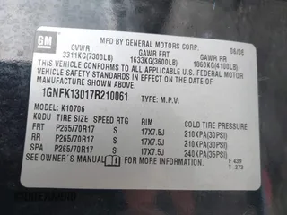 2007 Chevrolet Tahoe LT z VIN 1GNFK13017R210061, wystawiony jako IAAI lot #42256967 z przebiegiem Nie podano mil oraz . Historia ofert i sprzedaży dostępna na DreamBid. Obrazek 9.