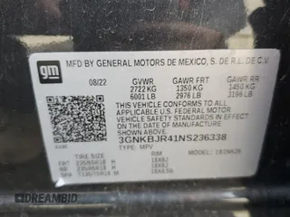 2022 Chevrolet Blazer LT with VIN 3GNKBJR41NS236338, listed as a Copart auction lot 59004265 with 61,561 mi miles and Salvage title. Bid and sale history available at DreamBid. Image 14.