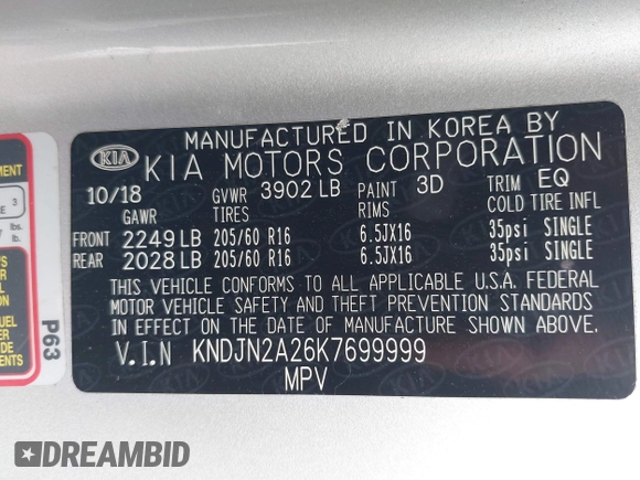 2019 Kia Soul with VIN KNDJN2A26K7699999, listed as a IAAI auction lot 42054374 with 78,797 mi miles and . Bid and sale history available at DreamBid. Image 9.