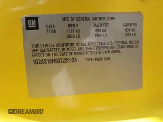 2009 Pontiac G5 with VIN 1G2AS18H997239134, listed as a IAAI auction lot 41547694 with 178,775 mi miles. Bid and sale history available at carsss.com. Image 9.