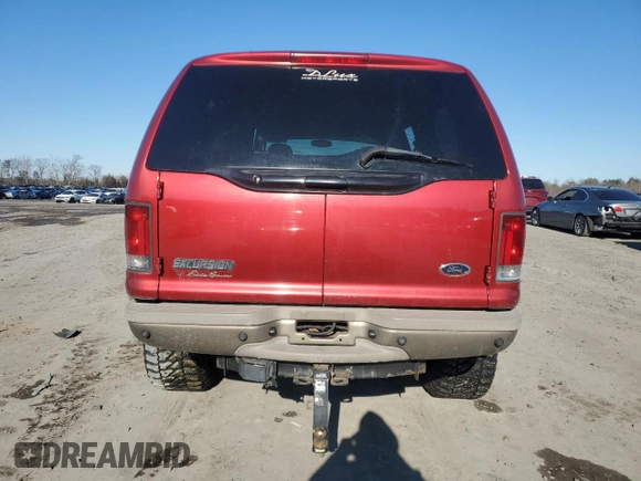 2003 Ford Excursion с VIN 1FMSU45F63EA16188, выставлен на аукционе Copart как лот 88310935 с пробегом 319 398 миль миль и Чистый • Clean title. История ставок и продаж доступна на DreamBid. Изображение 6.