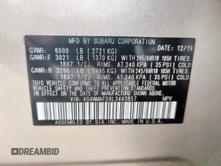 2020 Subaru Ascent Premium с VIN 4S4WMAFD9L3443857, выставлен на аукционе Copart как лот 62200185 с пробегом 125 937 миль миль и Чистый • Clean title. История ставок и продаж доступна на DreamBid. Изображение 10.
