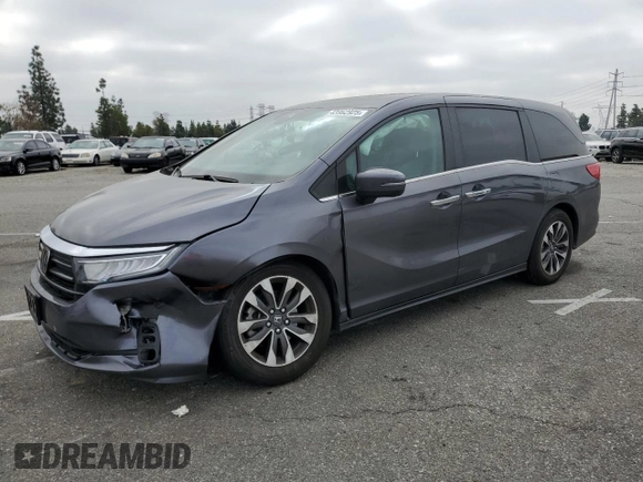 2023 Honda Odyssey EX-L with VIN 5FNRL6H66PB080121, listed as a Copart auction lot 43962925 with Not Provided miles and Salvage Title. Bid and sale history available at carsss.com. Image 1.