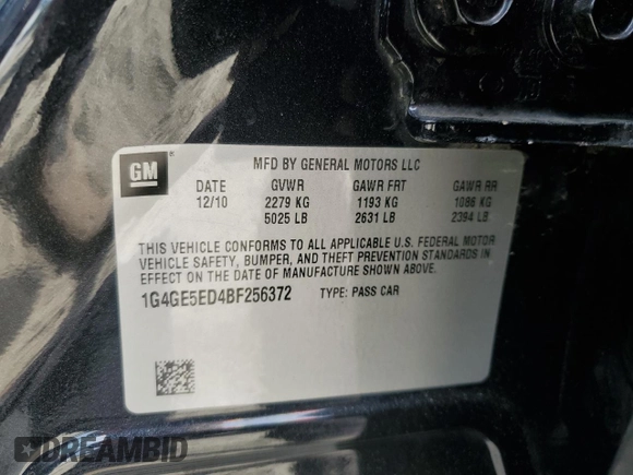 2011 Buick LaCrosse CXS with VIN 1G4GE5ED4BF256372, listed as a Copart auction lot 57196784 with 78,504 mi miles and Salvage Title. Bid and sale history available at carsss.com. Image 12.
