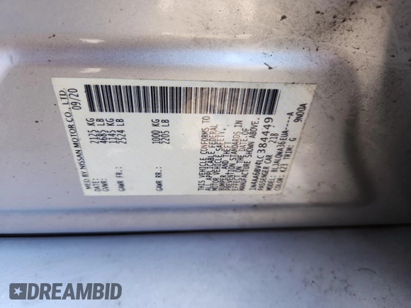 2020 Nissan Maxima S with VIN 1N4AA6BV4LC384449, listed as a Copart auction lot 61829425 with 43,979 mi miles and Salvage title. Bid and sale history available at DreamBid. Image 12.