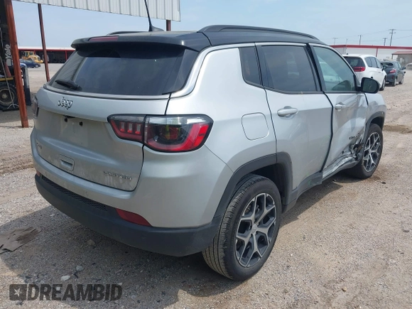 2024 Jeep Compass Limited with VIN 3C4NJDCN0RT113691, listed as a IAAI auction lot 42054160 with 24,431 mi miles and . Bid and sale history available at carsss.com. Image 4.