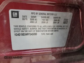 2015 Buick LaCrosse with VIN 1G4G15G34FF343095, listed as a Copart auction lot 56272135 with 46,645 mi miles and Salvage title. Bid and sale history available at DreamBid. Image 13.