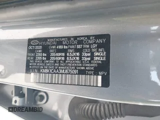 2021 Hyundai Kona SE with VIN KM8K1CAA3MU675091, listed as a IAAI auction lot 42373159 with 66,509 mi miles and . Bid and sale history available at DreamBid. Image 9.