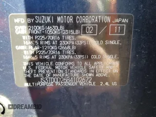 2011 Suzuki Grand Vitara Premium with VIN JS3TD0D26B4102672, listed as a Copart auction lot 72260104 with 47,507 mi miles and Salvage title. Bid and sale history available at DreamBid. Image 14.