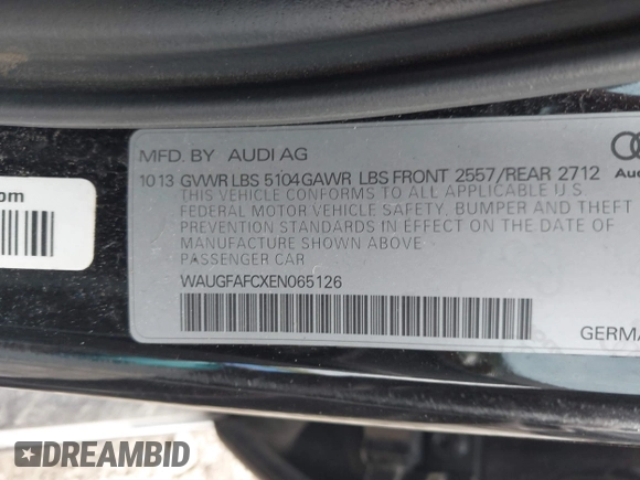2014 Audi A6 Premium Plus z VIN WAUGFAFCXEN065126, wystawiony jako IAAI lot #42333403 z przebiegiem 121 467 mil mil oraz . Historia ofert i sprzedaży dostępna na DreamBid. Obrazek 9.
