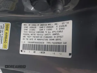 2010 Acura TL Tech with VIN 19UUA8F54AA024430, listed as a IAAI auction lot 41910299 with 230,000 mi miles. Bid and sale history available at carsss.com. Image 9.