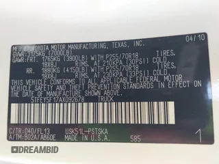 2010 Toyota Tundra with VIN 5TFEY5F17AX092678, listed as a IAAI auction lot 42443054 with 352,366 mi miles and . Bid and sale history available at DreamBid. Image 9.