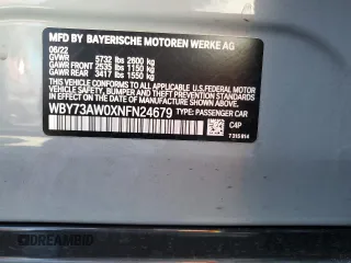 2022 BMW i4 eDrive40 z VIN WBY73AW0XNFN24679, wystawiony jako Copart lot #70213313 z przebiegiem 14 403 mil mil oraz . Historia ofert i sprzedaży dostępna na DreamBid. Obrazek 12.