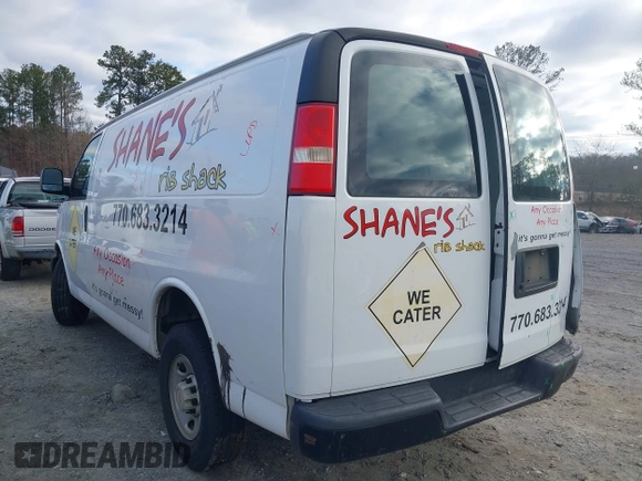 2008 Chevrolet Express Cargo Van with VIN 1GCGG25C381100754, listed as a IAAI auction lot 41739374 with 149,448 mi miles. Bid and sale history available at carsss.com. Image 3.