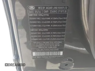 2016 Land Rover LR4 HSE Lux with VIN SALAK2V69GA833946, listed as a IAAI auction lot 42527377 with 80,195 mi miles and . Bid and sale history available at DreamBid. Image 9.