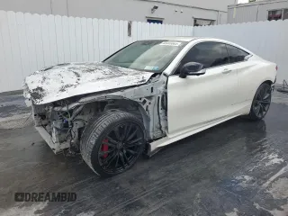 2020 Infiniti Q60 Red Sport 400 with VIN JN1FV7EL4LM460320, listed as a Copart auction lot 45955065 with 57,431 mi miles and Clean title. Bid and sale history available at DreamBid. Image 1.