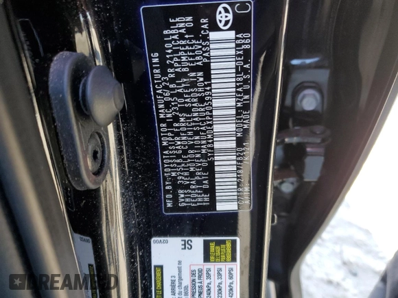 2023 Toyota Corolla LE z VIN 5YFB4MDEXPP059941, wystawiony jako Copart lot #42643705 z przebiegiem 13 775 mil mil oraz Szkoda całkowita • Salvage title. Historia ofert i sprzedaży dostępna na DreamBid. Obrazek 12.