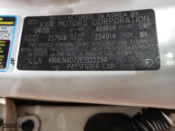 2014 Kia Cadenza Premium with VIN KNALN4D72E5125294, listed as a Copart auction lot 53918175 with 128,371 mi miles and Clean Title. Bid and sale history available at carsss.com. Image 12.