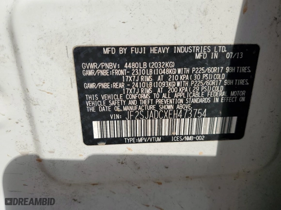 2014 Subaru Forester 2.5i Premium with VIN JF2SJADCXEH473754, listed as a Copart auction lot 51122765 with 165,839 mi miles and Salvage Title. Bid and sale history available at carsss.com. Image 13.