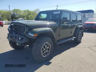 2024 Jeep Wrangler Rubicon z VIN 1C4PJXFG8RW226581, wystawiony jako Copart lot #55681685 z przebiegiem 17 738 mil mil oraz Szkoda całkowita • Salvage title. Historia ofert i sprzedaży dostępna na DreamBid. Obrazek 1.