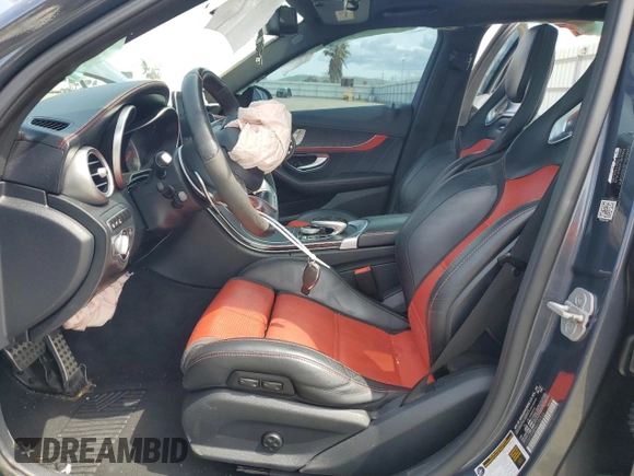 2016 Mercedes-Benz C 63 S AMG with VIN 55SWF8HBXGU104566, listed as a Copart auction lot 51460175 with 57,051 mi miles and Salvage title. Bid and sale history available at DreamBid. Image 7.