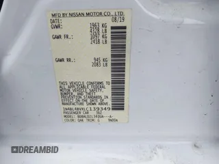 2020 Nissan Altima S with VIN 1N4BL4BVXLC139349, listed as a IAAI auction lot 41503655 with 110,058 mi miles and . Bid and sale history available at DreamBid. Image 9.