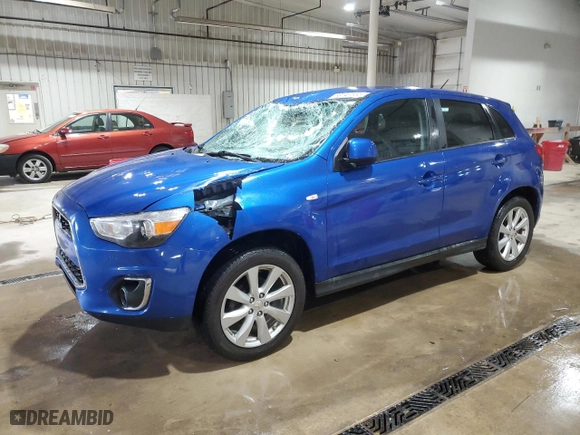 2015 Mitsubishi Outlander Sport ES with VIN 4A4AP3AU0FE044748, listed as a Copart auction lot 53147555 with 164,892 mi miles and Salvage Title. Bid and sale history available at carsss.com. Image 1.