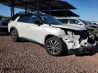2022 Nissan Pathfinder Platinum with VIN 5N1DR3DG7NC268318, listed as a Copart auction lot 49682025 with 23,285 mi miles and Salvage Title. Bid and sale history available at carsss.com. Image 4.