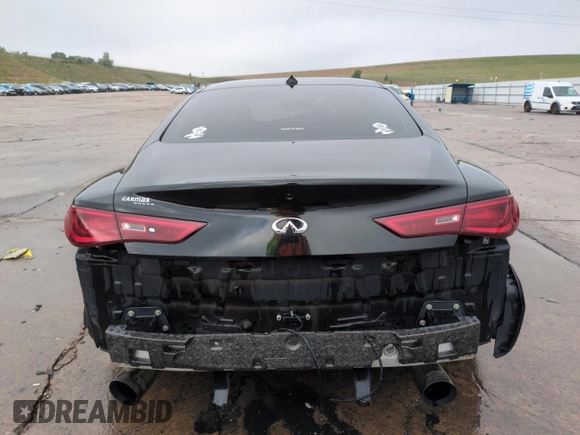 2017 Infiniti Q60 Premium with VIN JN1EV7EL8HM551447, listed as a Copart auction lot 58172955 with 43,457 mi miles and Salvage title. Bid and sale history available at DreamBid. Image 6.
