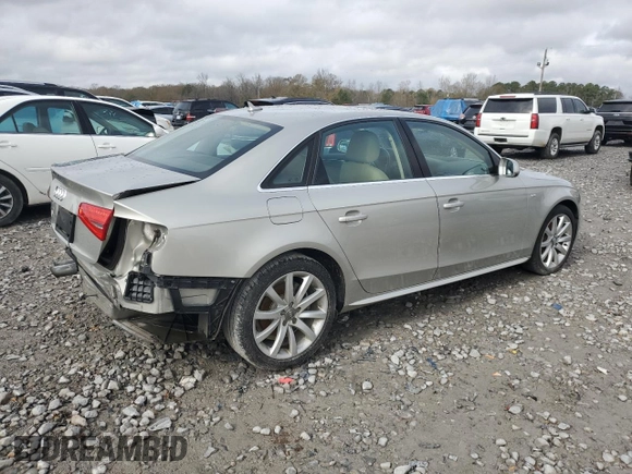 2014 Audi A4 Premium with VIN WAUAFAFL1EN014782, listed as a Copart auction lot 86588944 with 54,754 mi miles and Salvage Title. Bid and sale history available at carsss.com. Image 3.