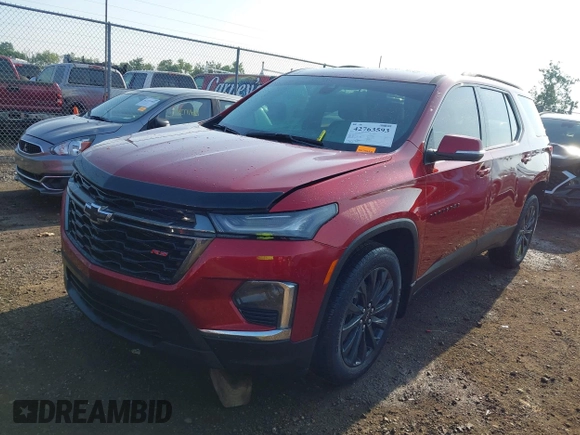2022 Chevrolet Traverse RS with VIN 1GNEVJKW4NJ166397, listed as a IAAI auction lot 42763593 with 18,235 mi miles and . Bid and sale history available at DreamBid. Image 2.