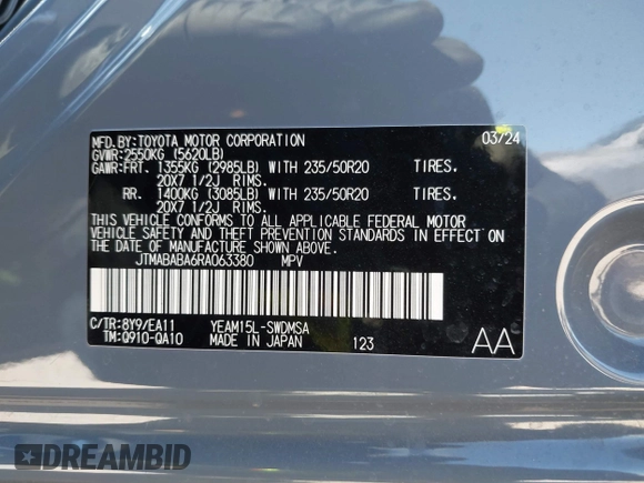 2024 Subaru Solterra Premium z VIN JTMABABA6RA063380, wystawiony jako IAAI lot #41825083 z przebiegiem 1 853 mil mil oraz . Historia ofert i sprzedaży dostępna na DreamBid. Obrazek 9.