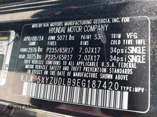 2014 Hyundai Santa Fe with VIN 5XYZUDLB9EG187420, listed as a IAAI auction lot 42369989 with 181,713 mi miles and . Bid and sale history available at DreamBid. Image 9.