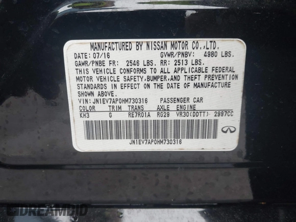 2017 Infiniti Q50 Premium z VIN JN1EV7AP0HM730316, wystawiony jako IAAI lot #42345667 z przebiegiem 123 743 mil mil oraz . Historia ofert i sprzedaży dostępna na DreamBid. Obrazek 9.