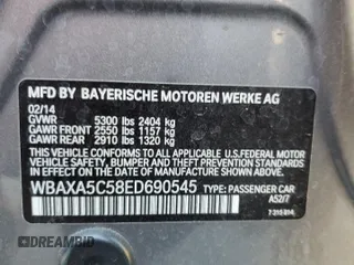 2014 BMW 5 Series 535d with VIN WBAXA5C58ED690545, listed as a Copart auction lot 46672495 with 161,998 mi miles and Salvage Title. Bid and sale history available at carsss.com. Image 14.