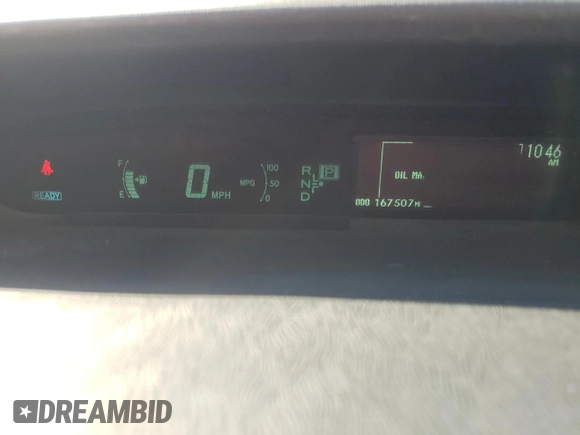 2010 Toyota Prius II with VIN JTDKN3DU8A0171802, listed as a Copart auction lot 52398925 with 167,507 mi miles and Salvage Title. Bid and sale history available at DreamBid. Image 9.