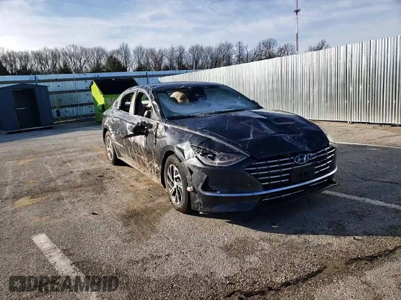 2022 Hyundai Sonata Hybrid Blue with VIN KMHL24JJ0NA037620, listed as a Copart auction lot 49691165 with 34,072 mi miles and Salvage Title. Bid and sale history available at carsss.com. Image 10.