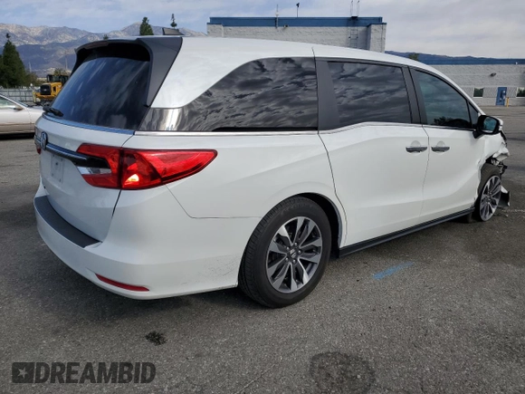 2022 Honda Odyssey EX-L with VIN 5FNRL6H72NB021962, listed as a Copart auction lot 47251375 with 47,627 mi miles and Salvage Title. Bid and sale history available at DreamBid. Image 3.