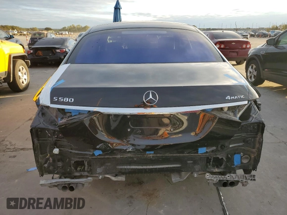 2022 Mercedes-Benz S 580 with VIN W1K6G7GB2NA122680, listed as a Copart auction lot 66226862 with 7,547 mi miles and . Bid and sale history available at DreamBid. Image 6.