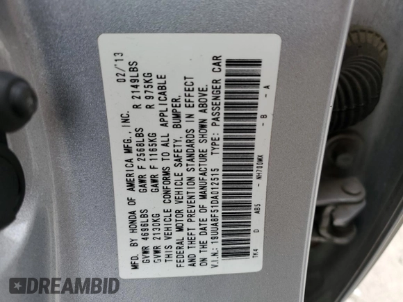 2013 Acura TL Tech with VIN 19UUA8F51DA012515, listed as a Copart auction lot 47464185 with 150,151 mi miles and Salvage Title. Bid and sale history available at carsss.com. Image 12.
