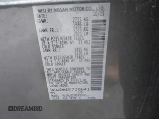 2015 Nissan Pathfinder SL z VIN 5N1AR2MM1FC720641, wystawiony jako IAAI lot #41508533 z przebiegiem 109 661 mil mil oraz . Historia ofert i sprzedaży dostępna na DreamBid. Obrazek 9.