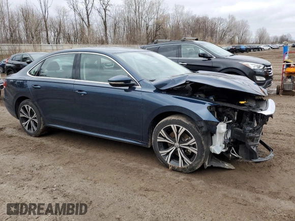 2021 Volkswagen Passat SE with VIN 1VWSA7A35MC012993, listed as a Copart auction lot 49927025 with 35,540 mi miles and Salvage title. Bid and sale history available at DreamBid. Image 4.