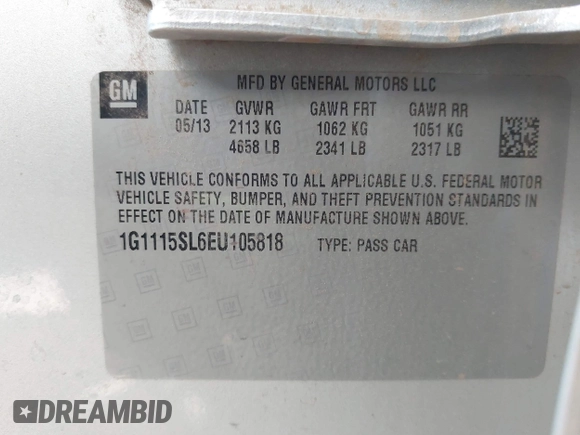 2014 Chevrolet Impala LT with VIN 1G1115SL6EU105818, listed as a IAAI auction lot 41678040 with 139,686 mi miles and . Bid and sale history available at DreamBid. Image 9.