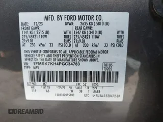 2023 Ford Explorer ST-Line with VIN 1FMSK7KH4PGC34783, listed as a IAAI auction lot 41135105 with 17,922 mi miles. Bid and sale history available at carsss.com. Image 9.